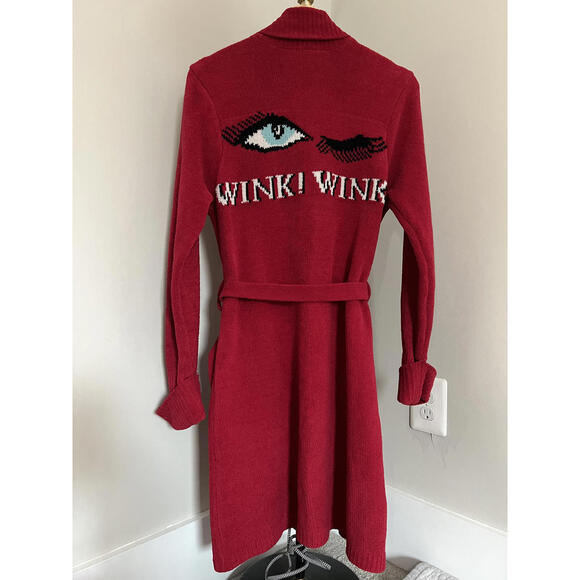 Betsey Johnson 2017 Wink Wink Wrap Sweater Tunic Dress | Red Marilyn Pop Art - Picture 1 of 7